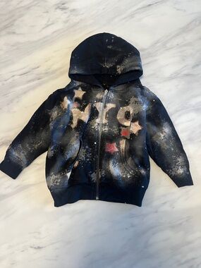 Kids Navy Star Zip-Up Hoodie - NYC Graphic